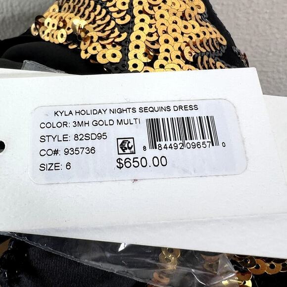 Milly Kyla Holiday Nights Sequin Mini Dress Black Gold Floral NEW 8 Cocktail - Picture 9 of 9